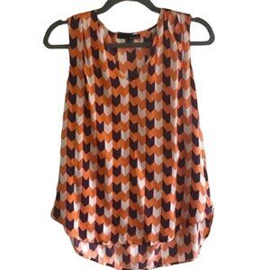 Ro&De Women's Colorful Chevron Print Silky‎ Scoop-Neck Tank Top Blouse Size S
